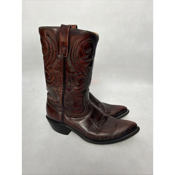 Acme Calf Oxblood Cowboy Western Boots Burgundy Leather USA Sz 9.5 D main image 8